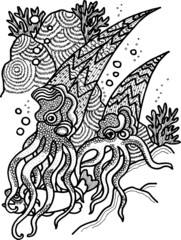 Fototapeta premium hand drawn vector illustration of a dinosaur
