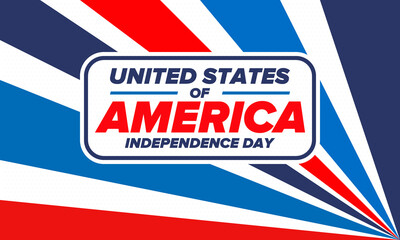 Independence Day in United States of America. The Fourth of July. Happy national holiday, celebrated annual in July 4. American flag. Country freedom day. Patriotic event design. Vector poster