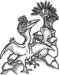 hand drawn vector illustration of a dinosaur