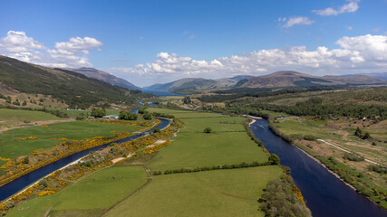 The Caledonian Canal between Inverness and Loch Ness in the Scottish Highlands, UK