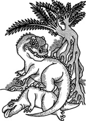 hand drawn vector illustration of a dinosaur