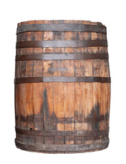 Obraz premium wooden old barrel isolated on white background