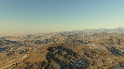 beautiful view from an exoplanet, a view from an alien planet, a computer-generated surface, a fantastic view of an unknown world, a fantasy world 3D render