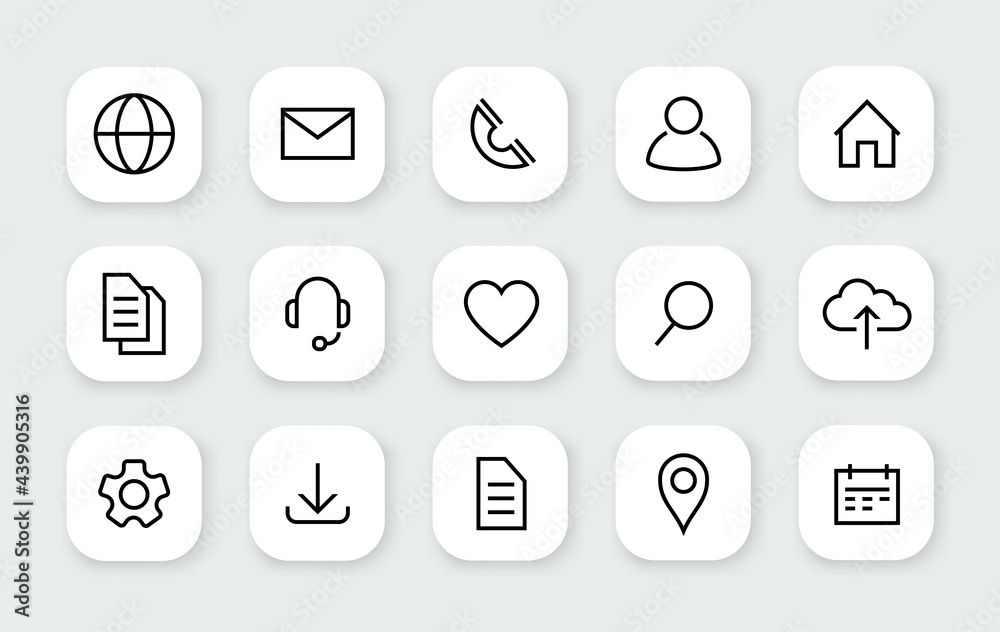 Poster web icon set vector. website line icons set isolated. editable stroke. vector