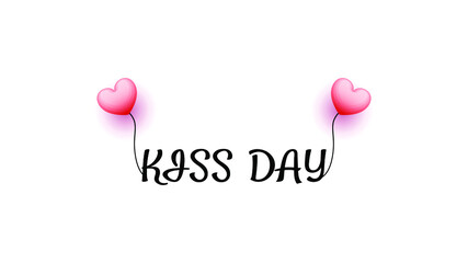 Abstract Lettering World Kiss Day Hearts Template For Card, Poster, Print Background Shadow Vector Design Style