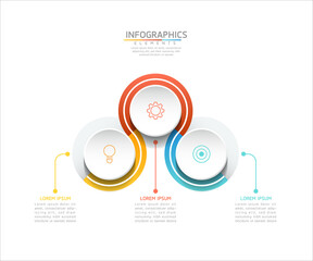 Vector illustration infographics design template, business information, presentation chart, with 3 options or steps. 