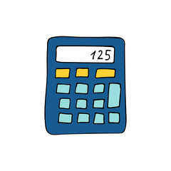 Colorful doodle calculator illustration in vector. Colorful calculator icon in vector.