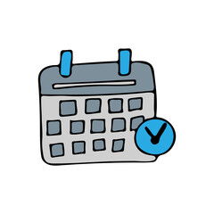 Colorful doodle calendar illustration in vector. Colorful calendar icon in vector. Isolated calendar illustration in vector