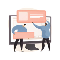 Landing page creation abstract concept vector illustration.