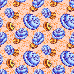 Marine sea shells seamless pattern. Marine background. Ideal for fabric, wallpaper, wrapping paper, textile, bedding, t-shirt printand, web designs. Vector sea background
