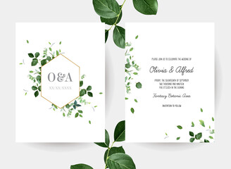 Herbal geometric vector wedding design watercolor frames
