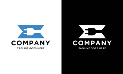 Creative Electrical Plug with Letter C Logo Concept Vector