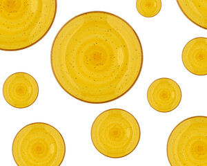 background with yellow ceramic plate isolated and clipping path 