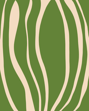 Modern Abstract Botanical Design In Green