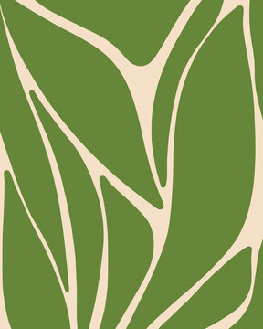 Modern Abstract Botanical Design In Green