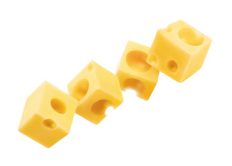 Delicious cheese cubes, isolated on white background
