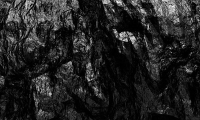 Fototapeta na wymiar Black and white abstract background, creative black stone texture for design, 3d render