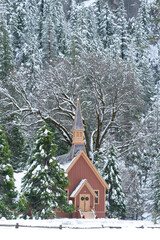 yosemite chapel in winter
