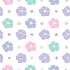Geometric colorful floral vector repeat seamless background pattern