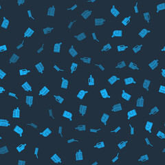 Set Brush for cleaning, Bottles agent, Fabric softener and on seamless pattern. Vector