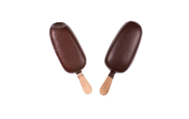 artificial chocolate ice cream isolated on white background