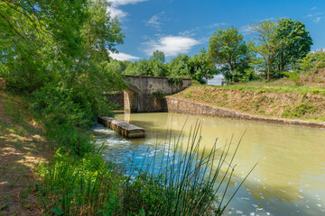 Fototapeta na wymiar The scenic view of the Ecluse Saint Martin on the Canal du Midi, in the South of France
