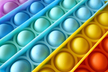 Multicolored pop it toy close up