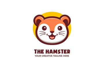 Happy Little Hamster Cartoon Mascot Logo Template