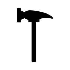 Hammer in silhouette view on a white background for use in web design or clip art