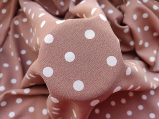 soft gentle beige fabric Polka Dot Printed Fleece 
