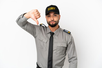 Young arab man isolated on white background showing thumb down with negative expression