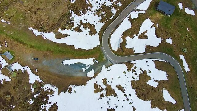 Furkapass above Andermatt in the Swiss Alps. Road over the Swiss Alps: