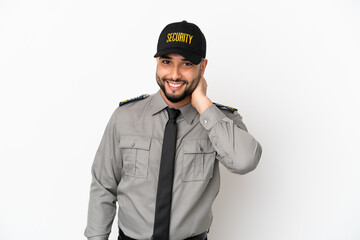 Young arab man isolated on white background laughing