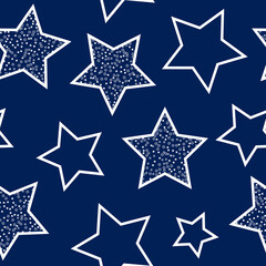 Stars seamless pattern. Design for fabric, wrapping paper, background, wallpaper. Vector.