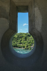 View through window in a fortress. Switzerland