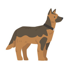 Side View of German Shepherd Dog Cartoon Vector Illustration