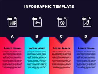 Set line PNG file document, OTF, DLL and WAV. Business infographic template. Vector