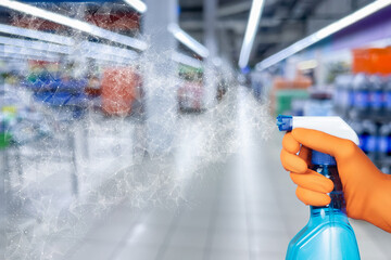 Concept of cleaning services for shops and industrial premises.