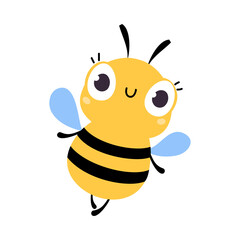 Cute Funny Bee Insect, Lovely Colorful Creature Cartoon Vector Illustration