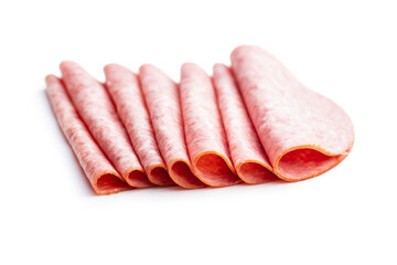 Sliced smoked salami.