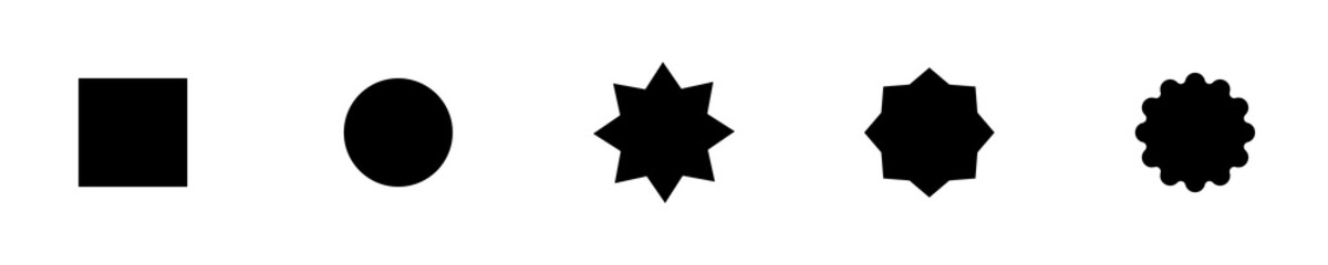 Conjunto de iconos de figuras geométricas. Círculo, cuadrado, rectángulo, triángulo, estrella