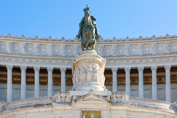 The equestrian statue of Victor Emmanuel II, Victor Emmanuel II Monument on Venetian Square, Rome, Italy