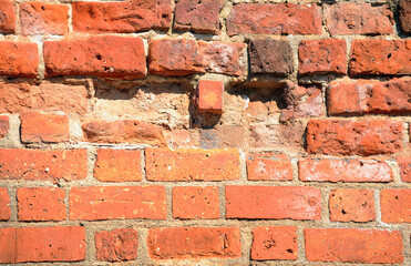 Old brick wall in old part of town in Warsaw.