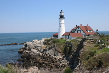 Fototapeta na wymiar Beautiful Coastal Maine Lighthouse Building