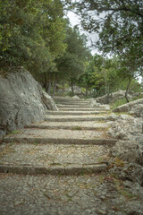 Fototapeta na wymiar Stairs to the cross at Mallorca