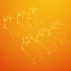 Fototapeta premium Treadmill machine. Gym and fitness equipment. Wireframe low poly mesh vector illustration.