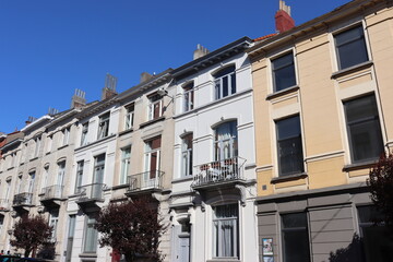 Schöne Altbaufassaden im Brüsseler Stadtteil Ixelles, Belgien