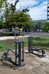 Fototapeta premium urban equipment for exercise in public park, urban park concept