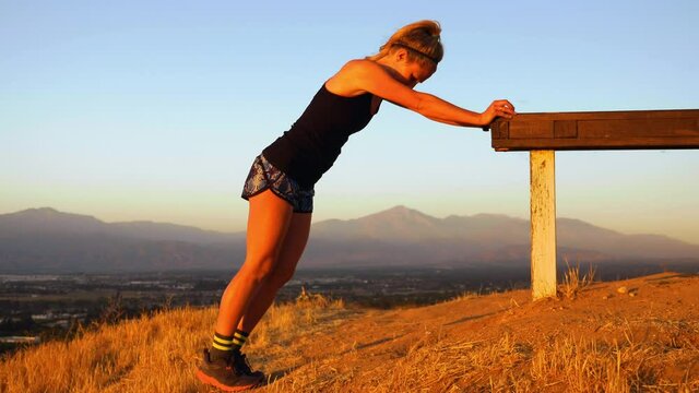 Female Runner Doing Calf Stretch 4K
