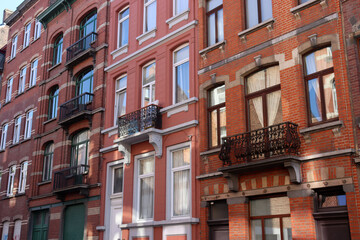 Schöne Altbaufassaden im Brüsseler Stadtteil Ixelles, Belgien